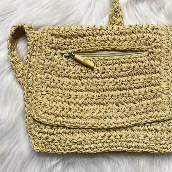 Wicker Boho Hobo Crossbody Bag Purse Yellow - Picture 2 of 6